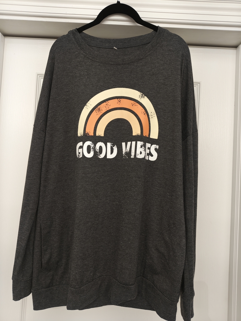 Good Vibes Graphic Long Sleeve Tee - Charcoal